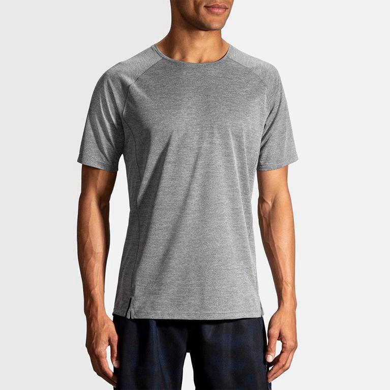 Brooks Ghost Israel - Men's Short Sleeve Running Shirt - Grey (76014-PSQM)